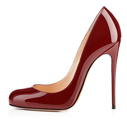 EDEFS Damen High Heels Pumps Stiletto Geschlossen Lackleder Schuhe Burgundy Größe EU39 von EDEFS