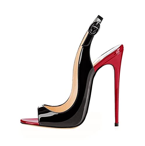 EDEFS Damen High Heels Sandalen Slingback Stiletto Sandaletten Party Hochzeit Schuhe BlackRot EU42 EDEFS Damen High Heels Sandalen Slingback Stiletto Sandaletten Party Hochzeit Schuhe BlackRot EU42 von EDEFS