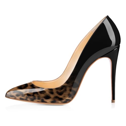EDEFS Damen High Heels Spitze Zehen Pumps für Party Hochzeit Leopard Größe EU38 von EDEFS