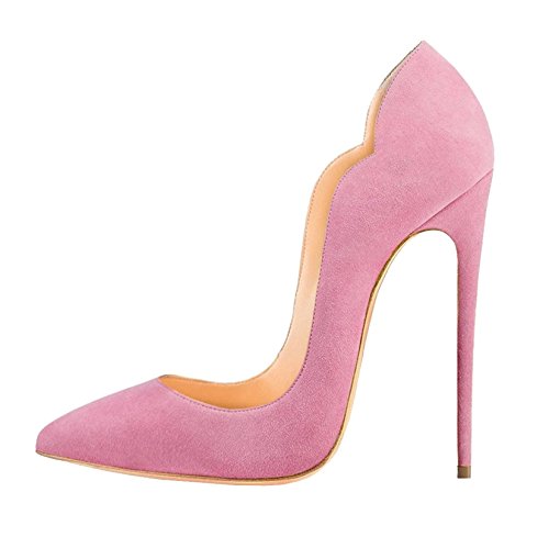 EDEFS Damen High Heels | Stiletto Spitzer Schuhe | 12cm Pinken Pumps | Bequeme Hochzeitsschuhe Pink Größe EU42 von EDEFS