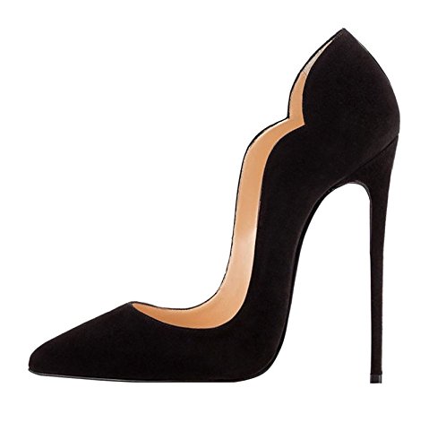 EDEFS Damen High Heels | Stiletto Spitzer Schuhe | 12cm Schwarzen Pumps | Bequeme Hochzeitsschuhe Schwarz Größe EU37 von EDEFS