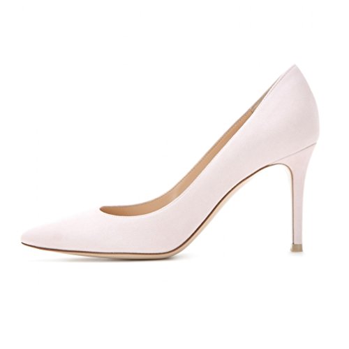 EDEFS Damen High Heels Weiß Kunstwildleder Stilettos Pumps Größe EU38 von EDEFS