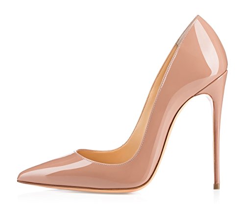 EDEFS Damen Klassische Pumps Bequeme High Heels Elegante Schuhe Spitze Damen Pumps Beige Größe EU43 von EDEFS