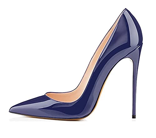 EDEFS Damen Klassische Pumps Bequeme High Heels Elegante Schuhe Spitze Damen Pumps Navy Größe EU39 von EDEFS