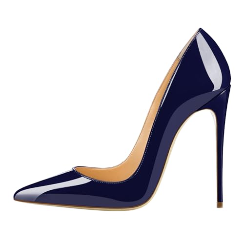 EDEFS Damen Klassische Pumps Bequeme High Heels Elegante Schuhe Spitze Damen Pumps Navy Größe EU39 von EDEFS