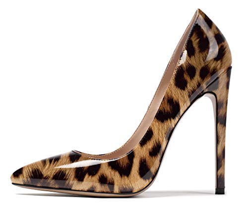 EDEFS Damen Klassische Pumps High Heels Bequeme Schuhe Spitze Zehen Pumps Leopard EU38 von EDEFS