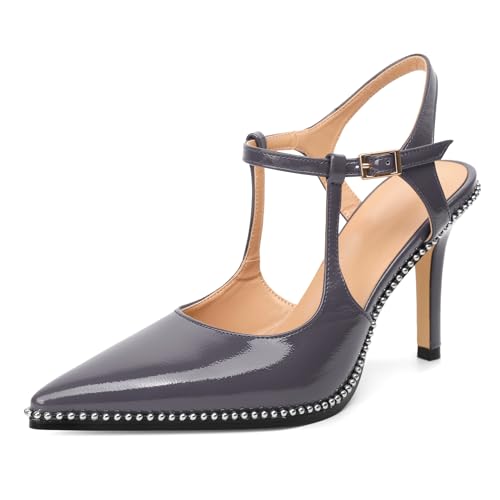 EDEFS Damen Klassische Spitzzahn Stiletto Absatz Slingback 9 cm Hoher Absatz Pumps Perlen Patentleder Elegant für Hochzeit Party Arbeit Violett mit Falten EU42 EDEFS Damen Klassische Spitzzahn Stiletto Absatz Slingback 9 cm Hoher Absatz Pumps Perlen Patentleder Elegant für Hochzeit Party Arbeit Violett mit Falten EU42 von EDEFS