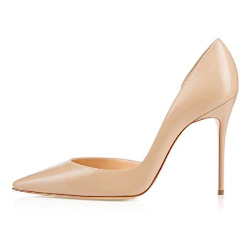 EDEFS Damen Klassischer Brautschuhe Zwei Stücke Stilettosabsatz Pumps Nude Größe EU40 von EDEFS