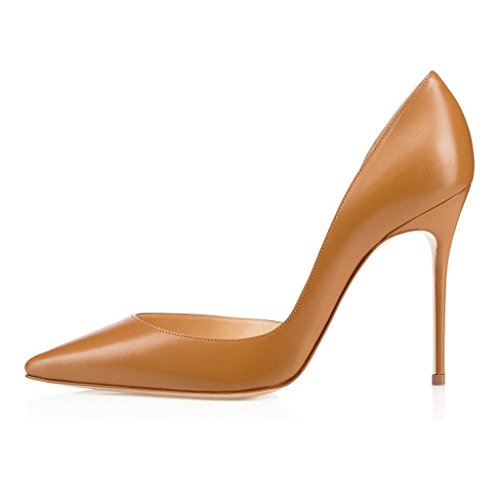 EDEFS Damen Klassischer Formal 100mm D'orsay Pumps Party Schuhe Braun Größe EU37 von EDEFS