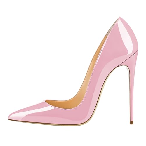 EDEFS Damen Klassischer Spitzer Pumps mit Stiletto Übergröße Schuhe Pink Größe EU44 von EDEFS