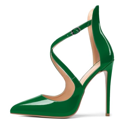 EDEFS Damen Knöchelriemchen Pointed Toe Stiletto Lackler Pumps Grün Größe EU45 EDEFS Damen Knöchelriemchen Pointed Toe Stiletto Lackler Pumps Grün Größe EU45 von EDEFS