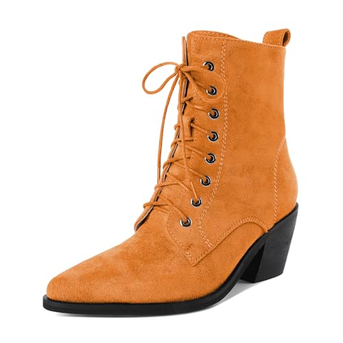 EDEFS Damen Knöchelwickel Stiefel Runde Zehe Stiefelette Short Boots Reißverschluss Klobige Elegante Formell Party Hochzeit Wildleder Orange Winterfeste Boties 2.5 Inch/6.5cm Größe EU39 EDEFS Damen Knöchelwickel Stiefel Runde Zehe Stiefelette Short Boots Reißverschluss Klobige Elegante Formell Party Hochzeit Wildleder Orange Winterfeste Boties 2.5 Inch/6.5cm Größe EU39 von EDEFS