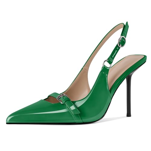 EDEFS Damen Konvertierbarer Slingback 10 cm Stiletto Absatz Pumps Runder Zeh zu Spitzzahn Transformation Grün EU44 EDEFS Damen Konvertierbarer Slingback 10 cm Stiletto Absatz Pumps Runder Zeh zu Spitzzahn Transformation Grün EU44 von EDEFS