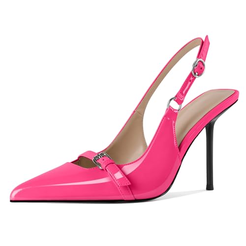 EDEFS Damen Konvertierbarer Slingback 10 cm Stiletto Absatz Pumps Runder Zeh zu Spitzzahn Transformation Heißes Rosa EU44 EDEFS Damen Konvertierbarer Slingback 10 cm Stiletto Absatz Pumps Runder Zeh zu Spitzzahn Transformation Heißes Rosa EU44 von EDEFS