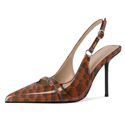 EDEFS Damen Konvertierbarer Slingback 10 cm Stiletto Absatz Pumps Runder Zeh zu Spitzzahn Transformation Leuchtendes Orange EU44 EDEFS Damen Konvertierbarer Slingback 10 cm Stiletto Absatz Pumps Runder Zeh zu Spitzzahn Transformation Leuchtendes Orange EU44 von EDEFS
