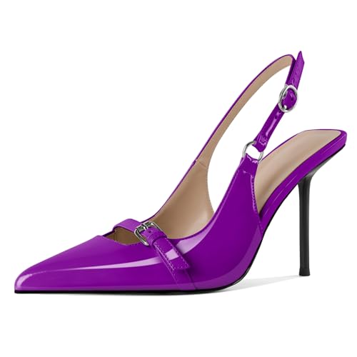 EDEFS Damen Konvertierbarer Slingback 10 cm Stiletto Absatz Pumps Runder Zeh zu Spitzzahn Transformation Lila EU44 EDEFS Damen Konvertierbarer Slingback 10 cm Stiletto Absatz Pumps Runder Zeh zu Spitzzahn Transformation Lila EU44 von EDEFS