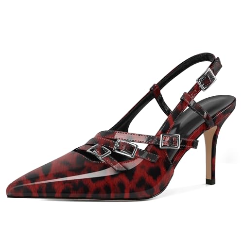 EDEFS Damen Kurvenadaptiver Slingback Pumps 3,5 Zoll Stiletto Absatz & Dreifach Schnallen System Arbeits Powerdressing Leopard Rot EU41 EDEFS Damen Kurvenadaptiver Slingback Pumps 3,5 Zoll Stiletto Absatz & Dreifach Schnallen System Arbeits Powerdressing Leopard Rot EU41 von EDEFS