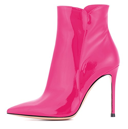 EDEFS Damen Kurzschaft Stiefel mit Fur,Stiefeletten mit Absatz in Rose,High Heel Winter Stiefel Größe EU37 von EDEFS