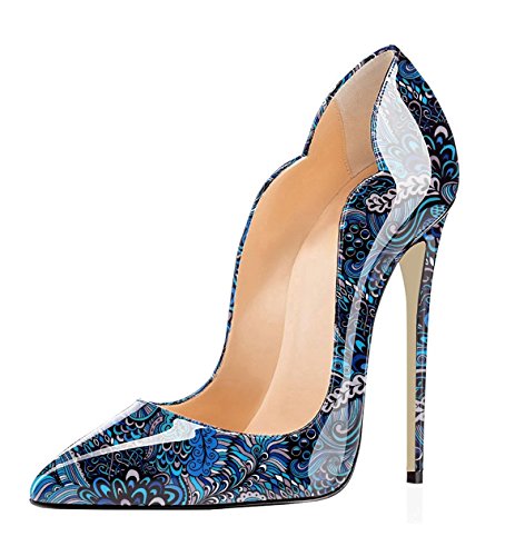 EDEFS Damen Lack Pumps Spitze Zehen Sexy High Heels Übergröße Schuhe Blue EU39 EDEFS Damen Lack Pumps Spitze Zehen Sexy High Heels Übergröße Schuhe Blue EU39 von EDEFS