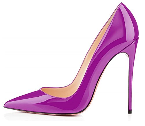 EDEFS Damen Lack Pumps Stilettos High Heels Abend Schuhe mit 12CM Violett Größe EU39 von EDEFS