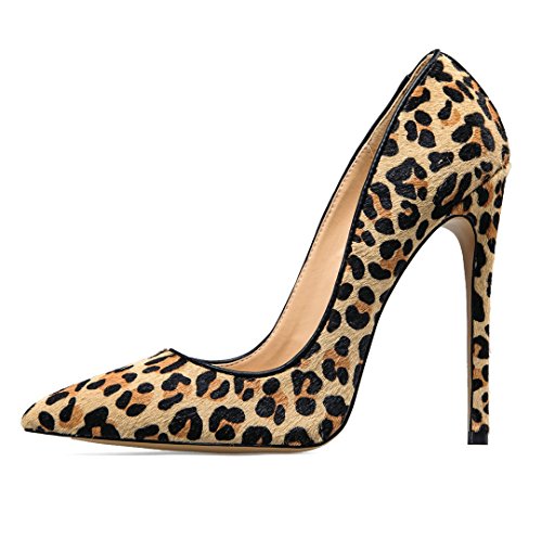 EDEFS Damen Leopard Animal Print Genuine Leder Pumps Spitz High Heels Kleid-Partei Pumps Leopard Größe EU37 von EDEFS