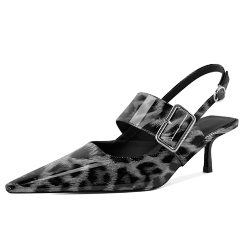 EDEFS Damen Metall Schnallen Slingback Pumps 2 Zoll Niedrigabsatz Mary Jane & Spitzer Zeh Hochzeits Glamour & Party Nächte Leopard Weiß EU41 EDEFS Damen Metall Schnallen Slingback Pumps 2 Zoll Niedrigabsatz Mary Jane & Spitzer Zeh Hochzeits Glamour & Party Nächte Leopard Weiß EU41 von EDEFS