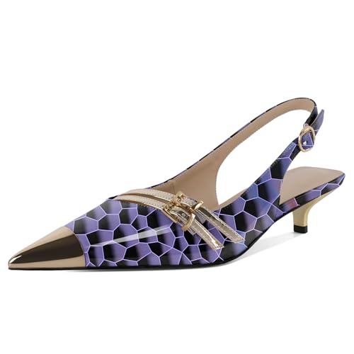 EDEFS Damen Minimalistische Zehkappen Pumps 3,5 cm Kätzchenabsatz Slingback mit Schnalle Hochzeits Schlichtheit & Arbeits Vielseitigkeit Glänzend Violett EU44 EDEFS Damen Minimalistische Zehkappen Pumps 3,5 cm Kätzchenabsatz Slingback mit Schnalle Hochzeits Schlichtheit & Arbeits Vielseitigkeit Glänzend Violett EU44 von EDEFS