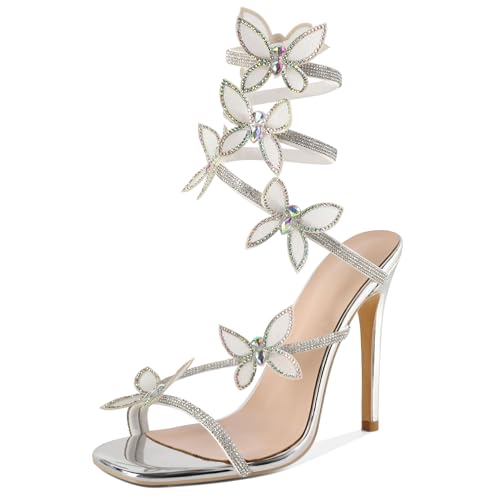 EDEFS Damen Orthopädischer Komfort Schlupf 10 cm Stiletto Absatz Riemchen Quadratspitze mit Memory Schaum Polster Silber Stiletto EU40 EDEFS Damen Orthopädischer Komfort Schlupf 10 cm Stiletto Absatz Riemchen Quadratspitze mit Memory Schaum Polster Silber Stiletto EU40 von EDEFS