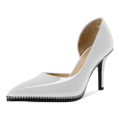 EDEFS Damen Party Essentials High Heel Pumps Schlüpfschuh Perlenbesetzte Sandalen mit 9 cm Stilettoabsatz & Spitzenschuh Weiß EU39 EDEFS Damen Party Essentials High Heel Pumps Schlüpfschuh Perlenbesetzte Sandalen mit 9 cm Stilettoabsatz & Spitzenschuh Weiß EU39 von EDEFS