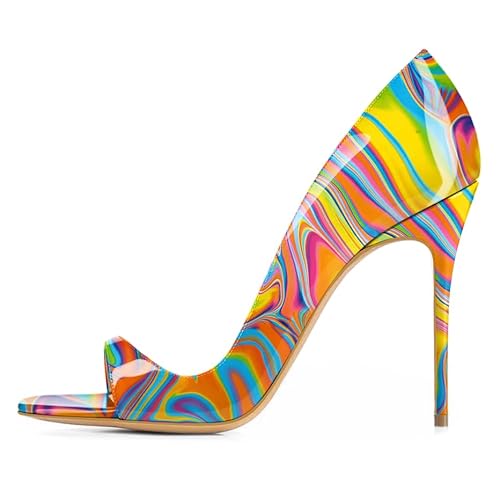 EDEFS Damen Party Ready Slip On Pumps Stiletto Heel 4 Inches Open Peep Toe Design Mode Eleganz & Sexy Charme Multicolor Wärme EU39 von EDEFS