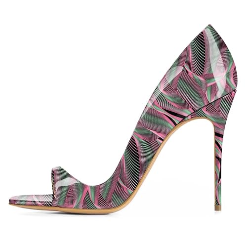 EDEFS Damen Party Ready Slip On Pumps Stiletto Heel 4 Inches Open Peep Toe Design Mode Eleganz & Sexy Charme Welle EU39 von EDEFS