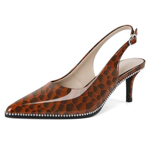EDEFS Damen Party & Arbeits Slingback Pumps 6,5 cm Niedrigabsatz Mittelabsatz Perlen Patentleder Spitzzahn mit Schnalle Leuchtendes Orange EU40 EDEFS Damen Party & Arbeits Slingback Pumps 6,5 cm Niedrigabsatz Mittelabsatz Perlen Patentleder Spitzzahn mit Schnalle Leuchtendes Orange EU40 von EDEFS