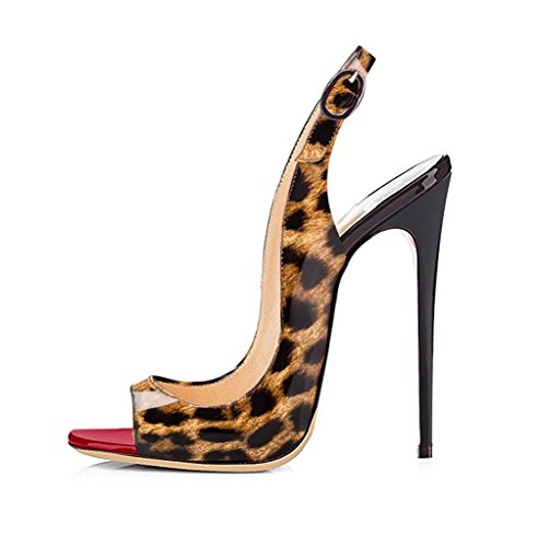 EDEFS Damen Peep Toe High Heel Sandalen Slingback Schuhe Schnalle Sandaletten Leopard EU38 EDEFS Damen Peep Toe High Heel Sandalen Slingback Schuhe Schnalle Sandaletten Leopard EU38 von EDEFS