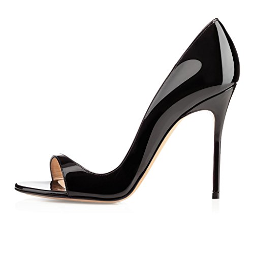 EDEFS Damen Peep Toe High Heels Pumps Geschlossene Offene Zehen d'Orsay Übergröße Schuhe Schwarz Größe EU38 von EDEFS