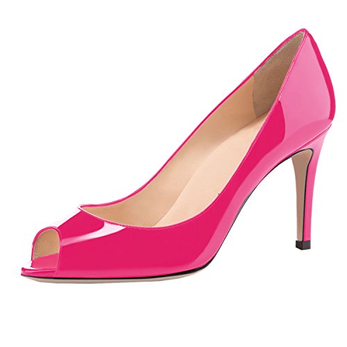 EDEFS Damen Peep Toe Pumps Elegante Offene Zehe Schuhe mit 8CM Absatz Rose Größe EU37 von EDEFS