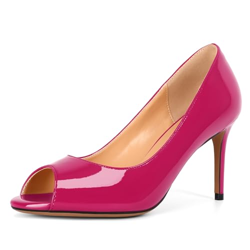 EDEFS Damen Peep Toe Pumps Elegante Offene Zehe Schuhe mit 8CM Absatz Rose Größe EU40 von EDEFS