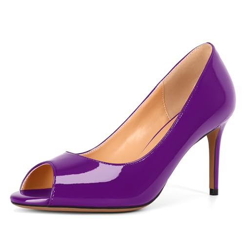 EDEFS Damen Peep Toe Pumps Elegante Offene Zehe Schuhe mit 8CM Absatz Violett Größe EU43 EDEFS Damen Peep Toe Pumps Elegante Offene Zehe Schuhe mit 8CM Absatz Violett Größe EU43 von EDEFS