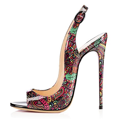 EDEFS Damen Peep Toe Sandaletten,Slingback Sandalen,Lackleder Damenschuhe,Stilettoabsatz Schuhe Grau EU37 EDEFS Damen Peep Toe Sandaletten,Slingback Sandalen,Lackleder Damenschuhe,Stilettoabsatz Schuhe Grau EU37 von EDEFS