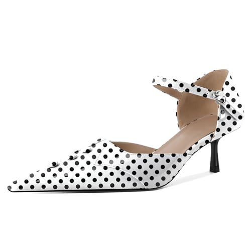 EDEFS Damen Perlengeschmückte Mary Jane 5 cm Niedrigabsatz Pumps Knöchelriemen mit Schnalle & Architektonischem Spitzem Zeh Polka Dot EU43 EDEFS Damen Perlengeschmückte Mary Jane 5 cm Niedrigabsatz Pumps Knöchelriemen mit Schnalle & Architektonischem Spitzem Zeh Polka Dot EU43 von EDEFS