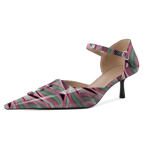 EDEFS Damen Perlengeschmückte Mary Jane 5 cm Niedrigabsatz Pumps Knöchelriemen mit Schnalle & Architektonischem Spitzem Zeh Welle EU43 von EDEFS