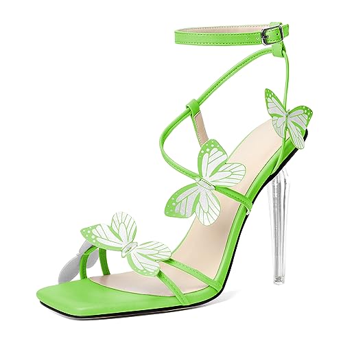 EDEFS Damen Perlmuttschimmer Klarabsatz Hängelufer 10 cm Hoher Absatz Sandalen Schmetterling Quadratspitze Design Grasgrün EU44 EDEFS Damen Perlmuttschimmer Klarabsatz Hängelufer 10 cm Hoher Absatz Sandalen Schmetterling Quadratspitze Design Grasgrün EU44 von EDEFS