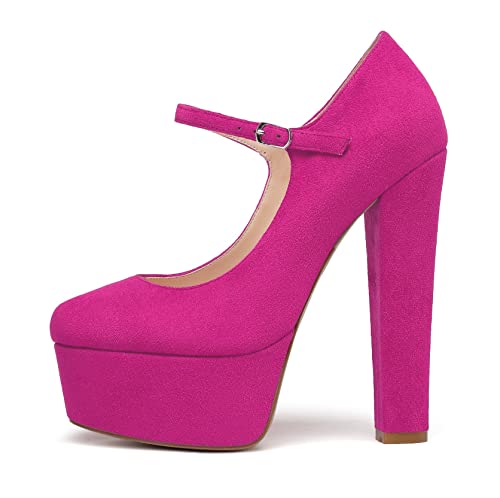 EDEFS Damen Plateau High Heels Pumps Verspielt Runde Zehe Schnalle Mary Jane Klobiger Absatz Kleid Date Schuhe Wildleder Rose Größe EU42 EDEFS Damen Plateau High Heels Pumps Verspielt Runde Zehe Schnalle Mary Jane Klobiger Absatz Kleid Date Schuhe Wildleder Rose Größe EU42 von EDEFS