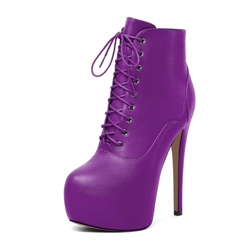EDEFS Damen Plateaus Hoher Absatz Stiefelette Reißverschluss Rundschaft 6 Zoll Absatz Perfekt für Hochzeit Party Arbeit und Freitage Damen Vielseitige Stiefeletten Mattviolett EU41 EDEFS Damen Plateaus Hoher Absatz Stiefelette Reißverschluss Rundschaft 6 Zoll Absatz Perfekt für Hochzeit Party Arbeit und Freitage Damen Vielseitige Stiefeletten Mattviolett EU41 von EDEFS