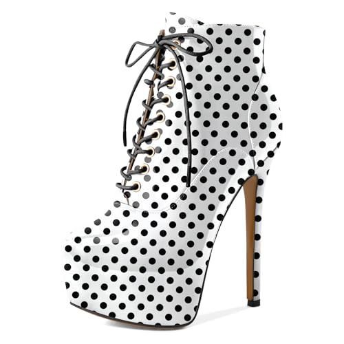 EDEFS Damen Plateaus Hoher Absatz Stiefelette mit Reißverschluss Rundschaft und 6 Zoll Absatz Hervorstechen bei Hochzeit Party Arbeit und mehr Damen fashion forward Stiefeletten Polka Dot EU40 EDEFS Damen Plateaus Hoher Absatz Stiefelette mit Reißverschluss Rundschaft und 6 Zoll Absatz Hervorstechen bei Hochzeit Party Arbeit und mehr Damen fashion forward Stiefeletten Polka Dot EU40 von EDEFS