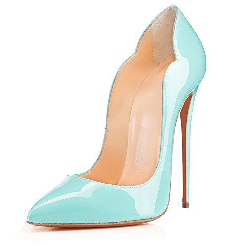 EDEFS Damen Pointed Toe Pumps Slip On High Heels Elegant Stiletto Schuhe Blau Größe EU38 von EDEFS