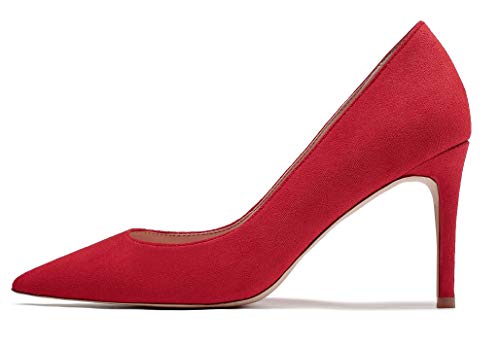 EDEFS Damen Pumps,Damen High Heel Klassische Büro Pumps,Stiletto Abendschuhe Pumps,Rot,Größe 36 von EDEFS