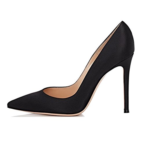 EDEFS Damen Pumps,Satin Brautschuhe,Spitze Schuhe for Party Horzeit Pumps Schwarz Größe EU40 von EDEFS