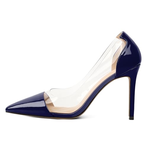 EDEFS Damen Pumps High Heel 10 cm Absatz Schlüpfer mit Spitzer Schuhspitze & Transparenter Klarer PVC Hochzeit Arbeit Party Mode Marineblau EU35 EDEFS Damen Pumps High Heel 10 cm Absatz Schlüpfer mit Spitzer Schuhspitze & Transparenter Klarer PVC Hochzeit Arbeit Party Mode Marineblau EU35 von EDEFS