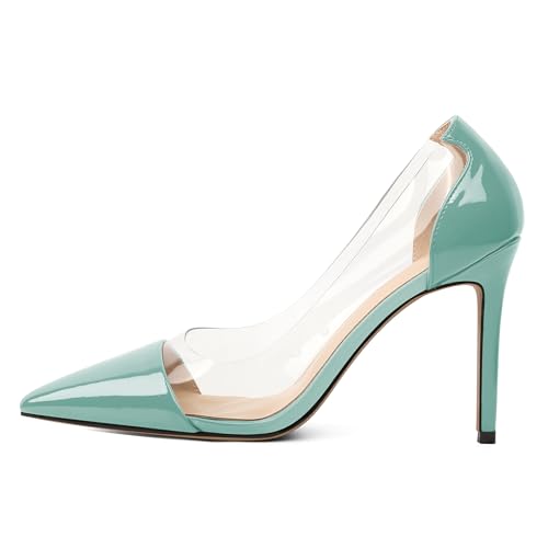 EDEFS Damen Pumps High Heel 10 cm Absatz Schlüpfer mit Spitzer Schuhspitze & Transparenter Klarer PVC Hochzeit Arbeit Party Mode Mintgrün EU35 EDEFS Damen Pumps High Heel 10 cm Absatz Schlüpfer mit Spitzer Schuhspitze & Transparenter Klarer PVC Hochzeit Arbeit Party Mode Mintgrün EU35 von EDEFS