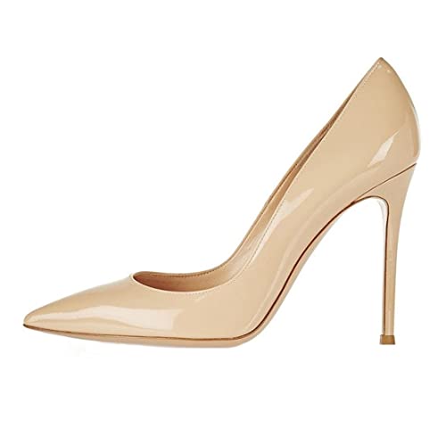 EDEFS Damen Pumps High Heels Spitze Zehe Klassische Stiletto Schuhe Beige Größe EU37 von EDEFS